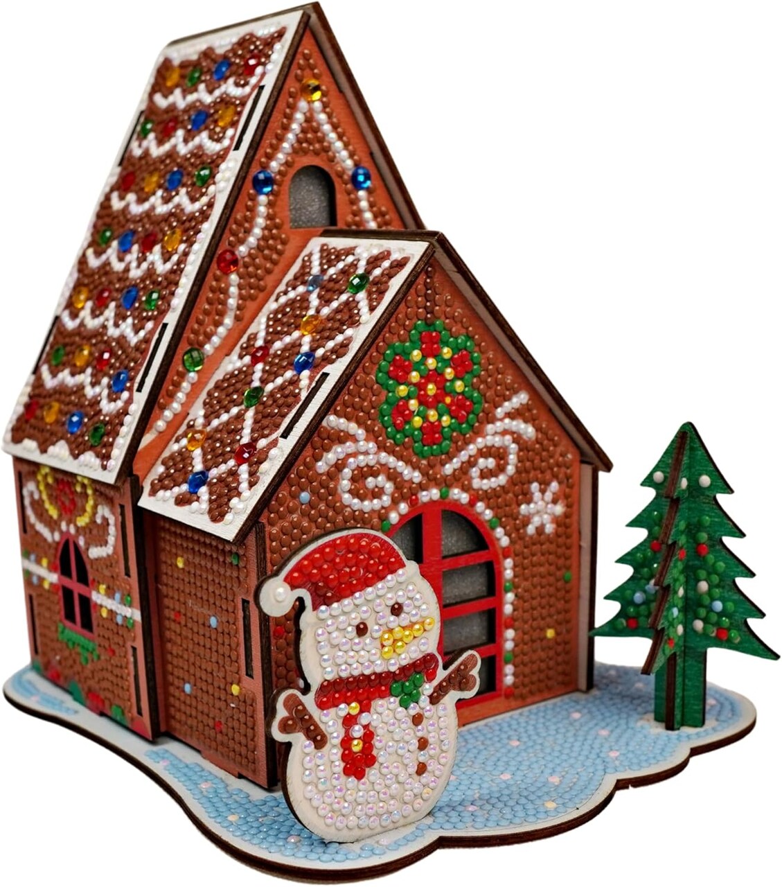3D Diamond Painting Kit – Gingerbread House Christmas Cabin, Full Drill DIY Mosaic Holiday Decor, Festive Craft Kit